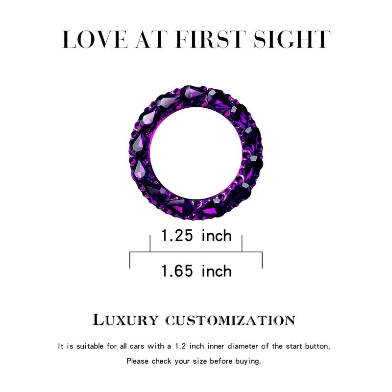 Murimt Bling Car Button Start Button Cover/Sticker for Wowen, Car Engine Start Stop Trim Ring, Shiny Crystal Rhinestone Key Ignition and Knob Ring (Gem Purpler)… - Image 3